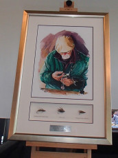 Harry Lemire painting and flies - painted by Diane Michelin.